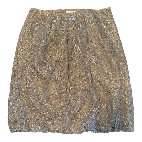 LOFT Dresses & Skirts - NWT Loft Bubble Hem Shimmer Lace Skirt, Silver, Size 8